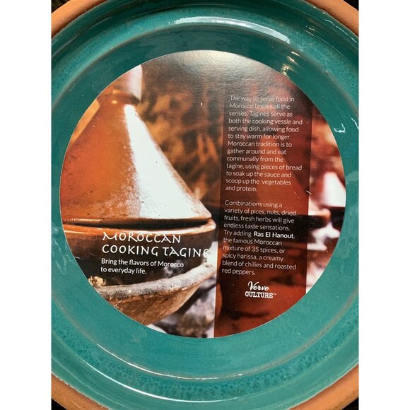 Verve Culture Handcrafted Clay Tagine for Two 9" Tall 11" Diameter Teal Moroccan - Picture 3 of 6